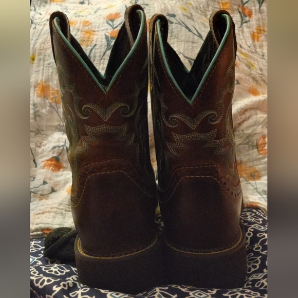 Justin boots, size 10B, brown and turquoise - Picture 3 of 7